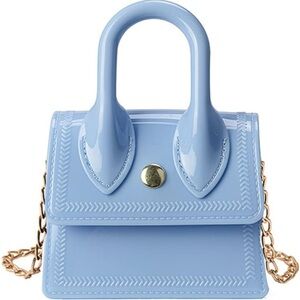 Mini Blue Jelly Bag crossbody bags light blue gold chain